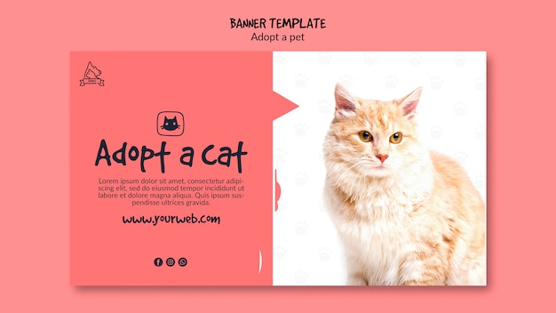 PSD gratuito banner con tema de adopción de mascotas