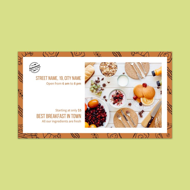 PSD Gratis banner template for restaurant branding concept
