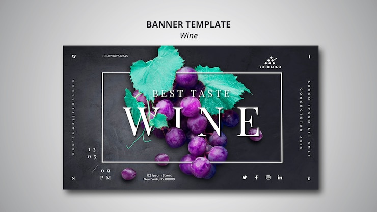 PSD Gratis banner template wine company