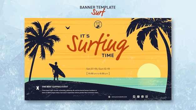 PSD gratuito banner para tiempo de surf