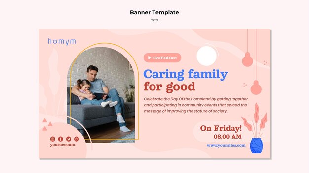 Banner van quality time met familiesjabloon
