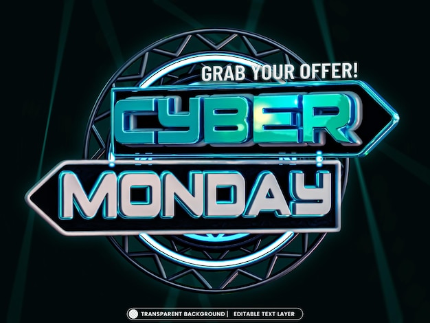 Banner de venta de lunes cibernético con efecto de texto editable