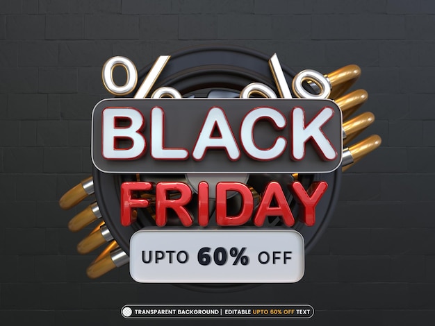 PSD gratuito banner de venta de viernes negro con efecto de texto editable