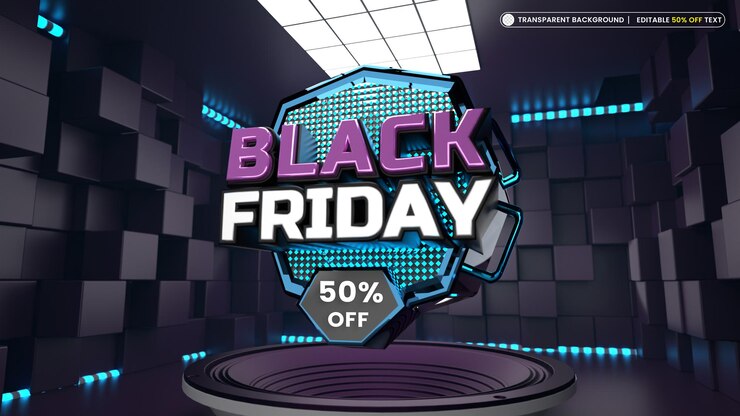 PSD gratuito banner de venta de viernes negro con efecto de texto editable