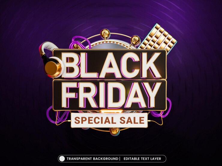 PSD gratuito banner de venta de viernes negro con efecto de texto editable