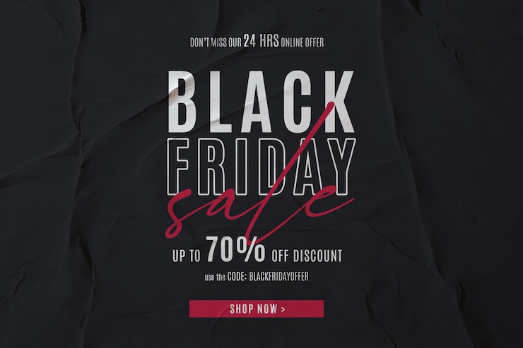 PSD gratuito banner de venta de viernes negro en fondo de papel encolado
