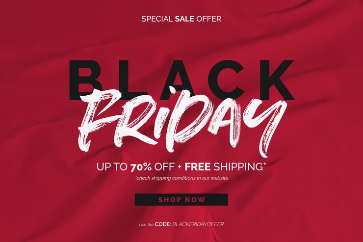 PSD gratuito banner de venta de viernes negro en fondo rojo de papel pegado