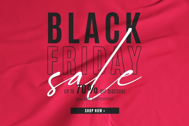 Banner de venta de viernes negro en fondo rojo de papel pegado