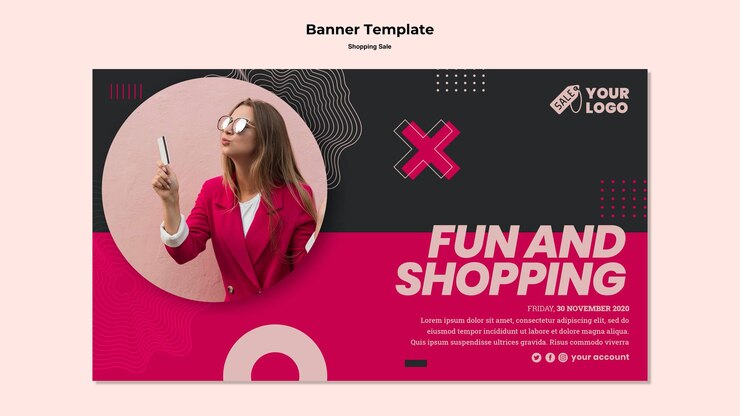 PSD gratuito banner de ventas con foto de mujer