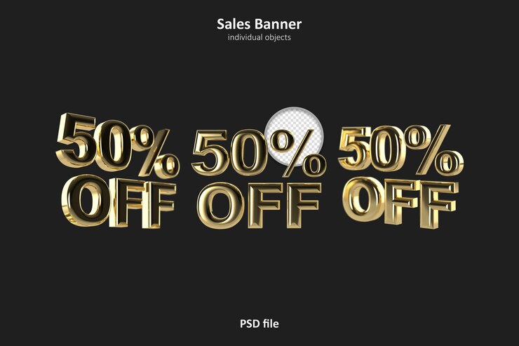 PSD gratuito banner de ventas metálico