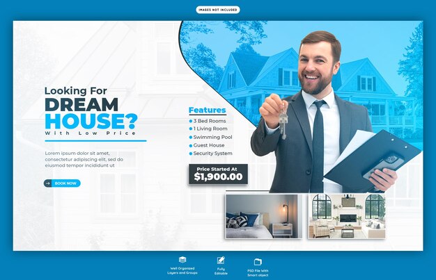 Banner web o plantilla de fondo para la propiedad inmobiliaria