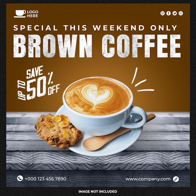 PSD gratuito banner web promocional de venta de menú de café especial o plantilla de banner de instagram