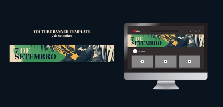 PSD gratuito banner de youtube de celebración del 7 de septiembre