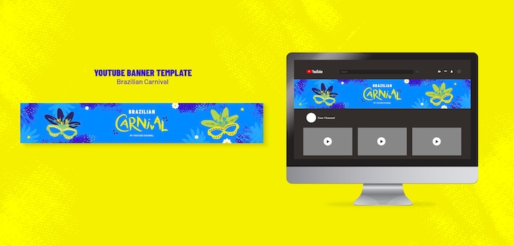 PSD gratuito banner de youtube de la celebración del carnaval brasileño