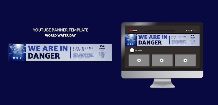 PSD gratuito banner de youtube de celebración del día mundial del agua