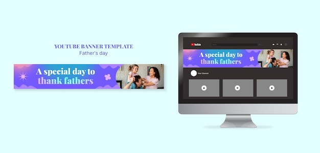 PSD gratuito banner de youtube de celebración del día del padre