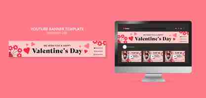 PSD gratuito banner de youtube de celebración del día de san valentín