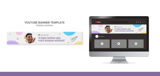 Banner de youtube de celebración de festa junina