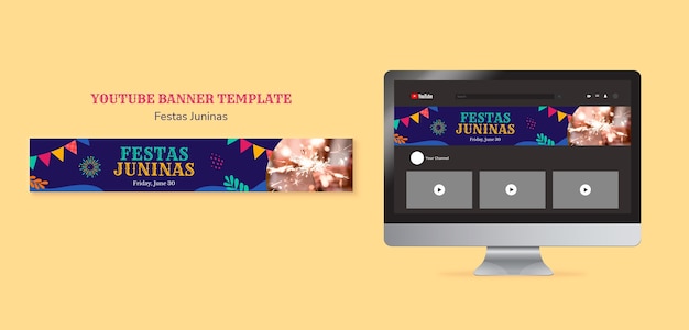 PSD gratuito banner de youtube de celebración de fiestas juninas