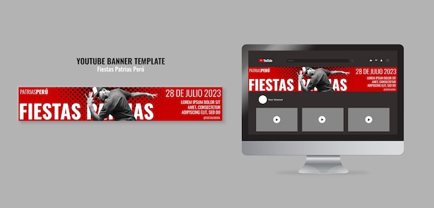 Banner de youtube de celebración de fiestas patrias perú