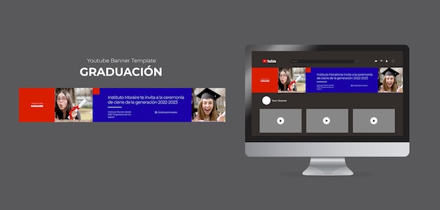 PSD gratuito banner de youtube de celebración de graduación