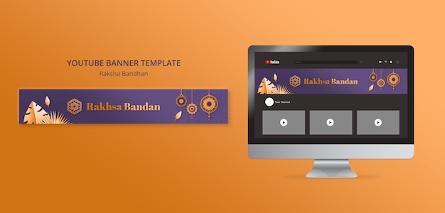 PSD gratuito banner de youtube de celebración de raksha bandhan