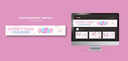 PSD gratuito banner de youtube de colores pastel de caramelo