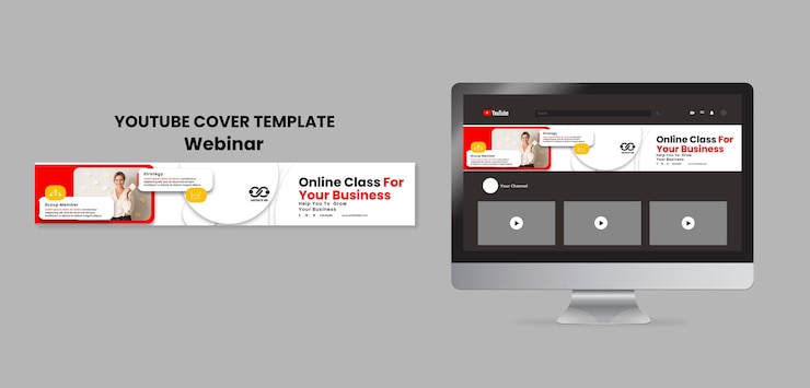 PSD gratuito banner de youtube de concepto de aprendizaje de seminario web