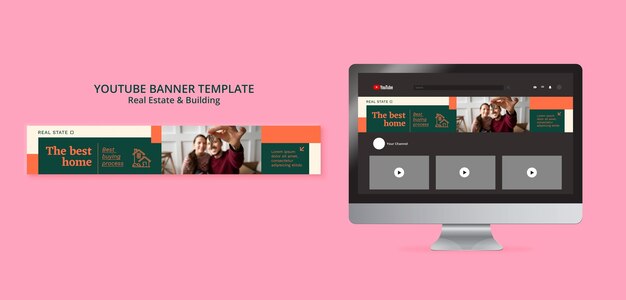 Banner de youtube de concepto inmobiliario