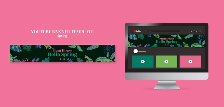 PSD gratuito banner youtube della stagione primaverile