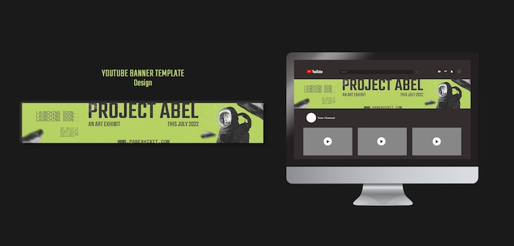 PSD gratuito banner youtube di design per mostre d'arte