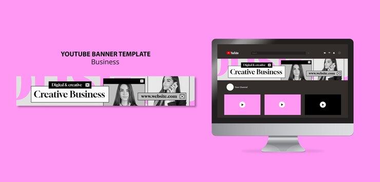 PSD gratuito banner youtube di strategia aziendale