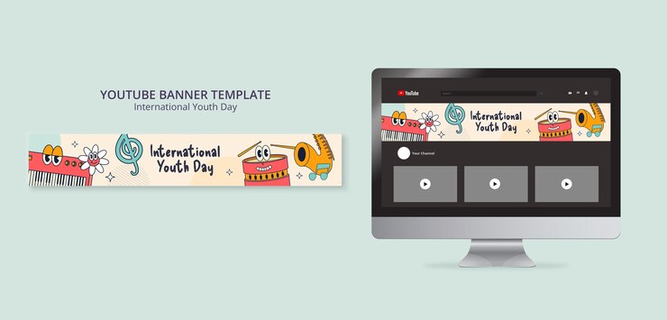 PSD gratuito banner de youtube del día internacional de la juventud