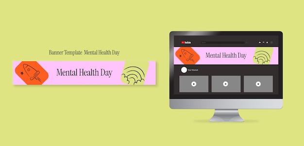 PSD gratuito banner de youtube del día mundial de la salud mental.