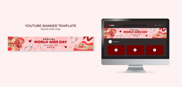 PSD gratuito banner de youtube del día mundial del sida