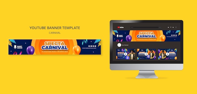 PSD gratuito banner de youtube de entretenimiento de carnaval