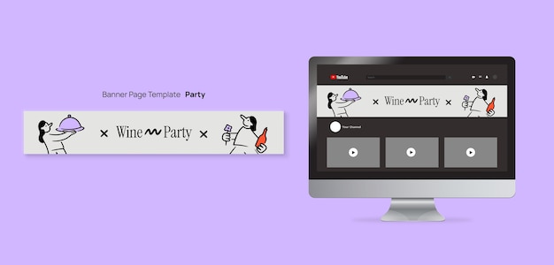 PSD gratuito banner de youtube de entretenimiento para fiestas