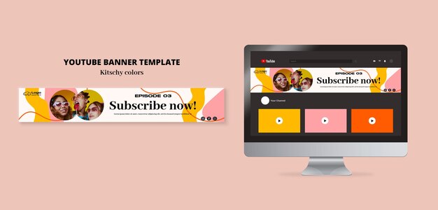 banner de youtube de estilo de colores kitsch
