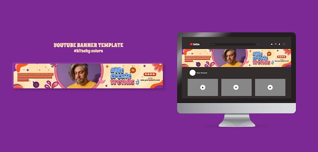 banner de youtube de estilo de colores kitsch