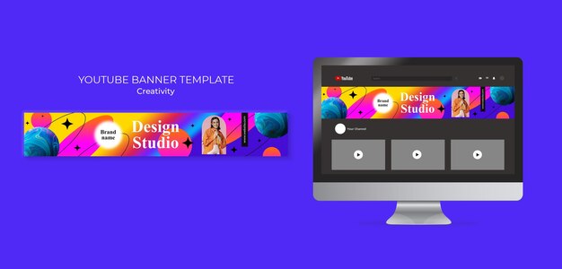 Banner de youtube de estudio de diseño creativo