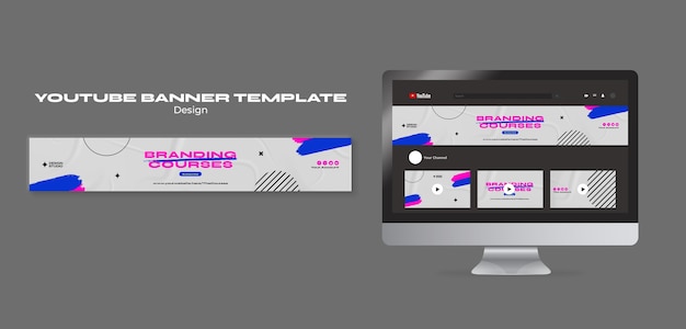 PSD gratuito banner de youtube de estudio de diseño de diseño plano