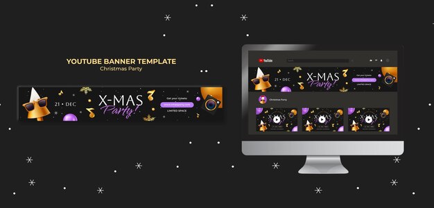 banner de youtube de fiesta de navidad