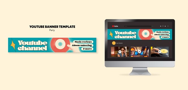 Banner de youtube de fiesta retro