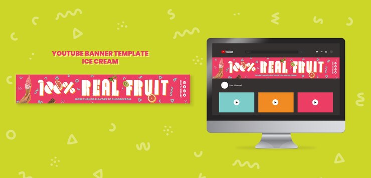 PSD gratuito banner youtube gelato in stile massimalismo