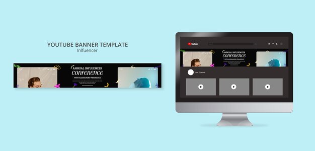 Banner youtube influencer disegnato a mano