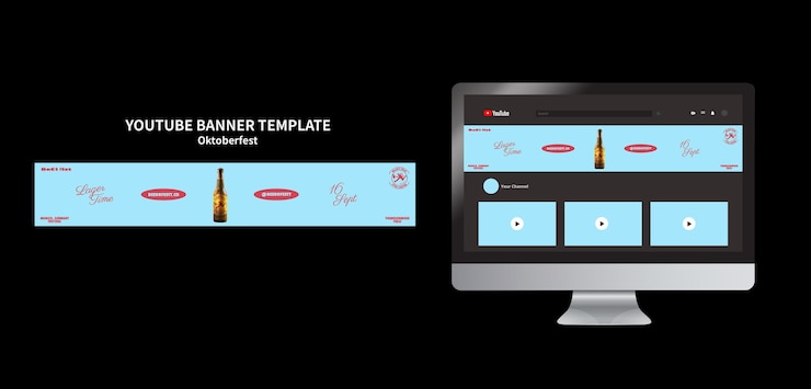 PSD gratuito banner de youtube de oktoberfest de diseño plano