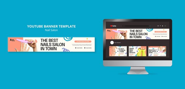 Banner youtube per salone di bellezza dal design piatto