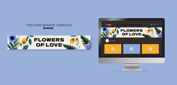 PSD gratuito banner de youtube de temporada de primavera