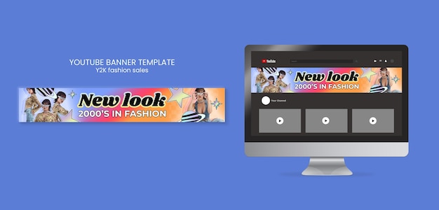 Banner de youtube de ventas de moda degradado y2k