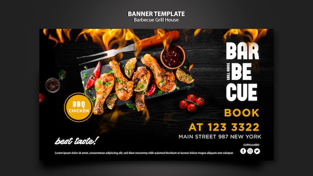 Gratis PSD bannermalplaatje met barbecueconcept